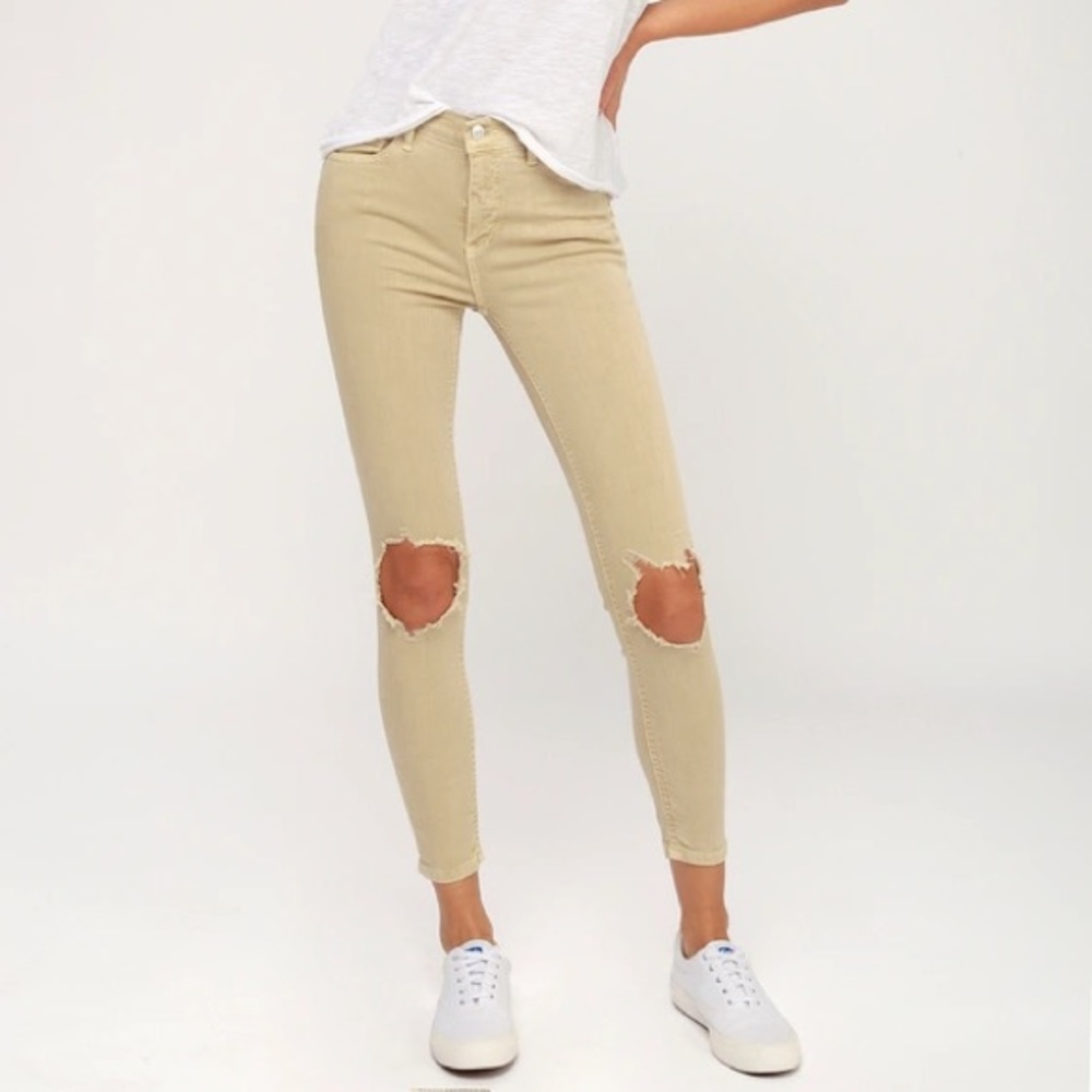 High Rise Busted Khaki Distressed Skinny Jeans 28